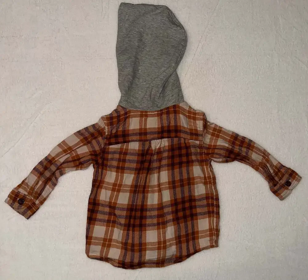 The Children's Place Toddler Boys Plaid Flannel Hooded Long Sleeve Button-Up Shi